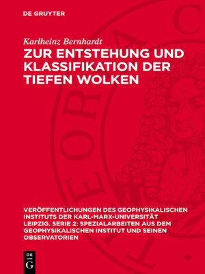 cover image of Zur Entstehung und Klassifikation der tiefen Wolken